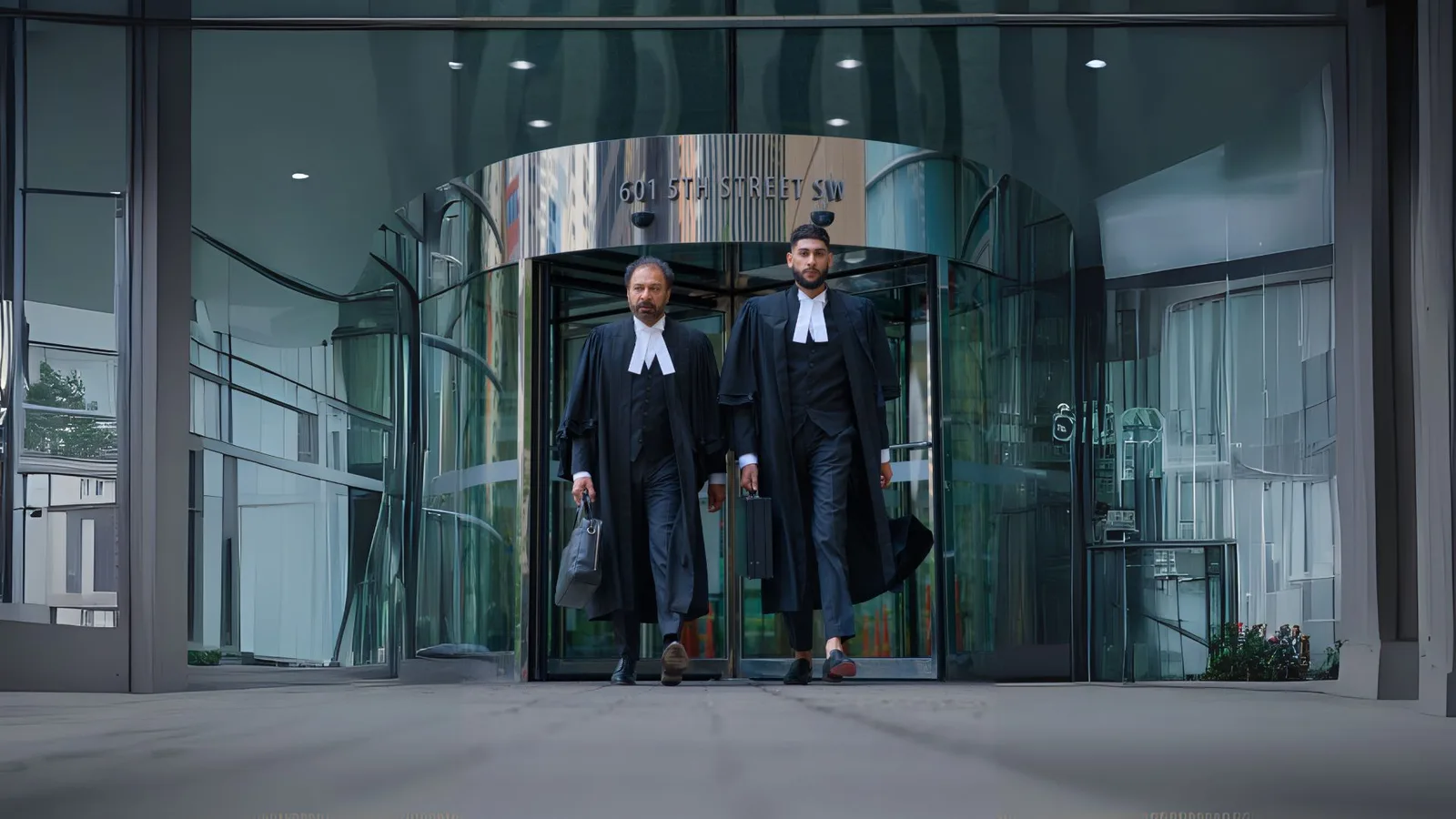 Rob and Rohan Bagga outside the Calgary Courts Centre